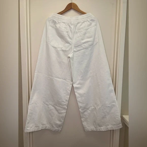 Universal Thread White Wide Leg Pants Drawstring Cotton Coastal Minimalist M - Picture 8 of 11